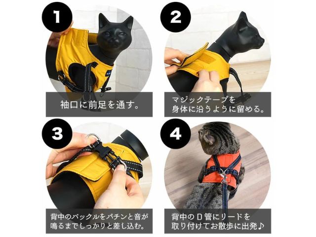 猫ハーネス付け方